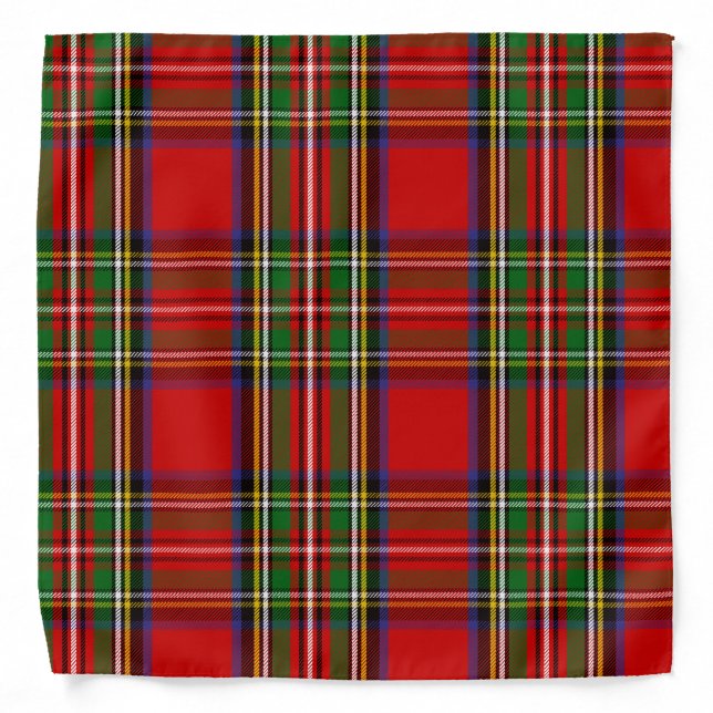 Scottish Clan Stewart Tartan Plaid Bandana (Front)