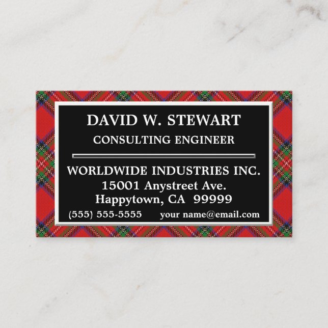 Scottish Clan Stewart Tartan Plaid Business Card (Front)