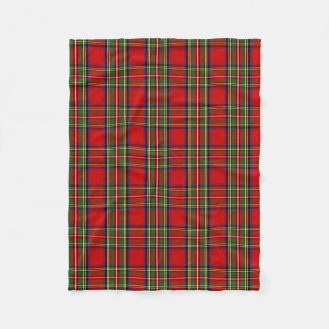 Scottish Clan Stewart Tartan Plaid Fleece Blanket (Front)