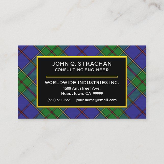 Scottish Clan Strachan Tartan Plaid Business Card (Front)