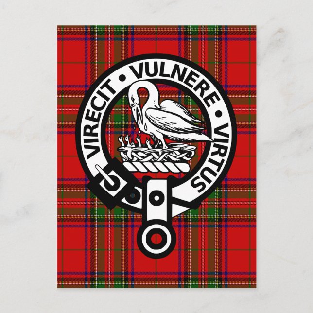 Scottish Clan Stuart Tartan and Crest Postcard (Front)