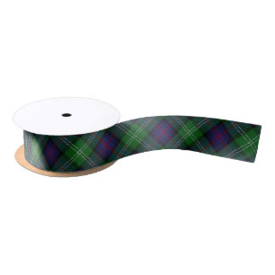 Scottish Clan Sutherland Classic Blue Green Tartan Satin Ribbon