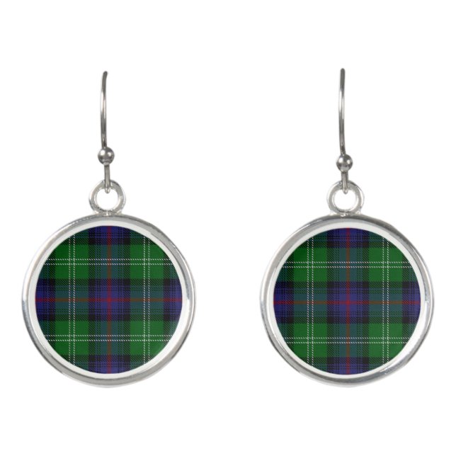 Scottish Clan Sutherland Tartan Plaid Earrings (Front)
