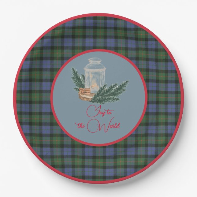 Scottish Clan Tartan Gunn A Christmas Candle Paper Plates (Front)