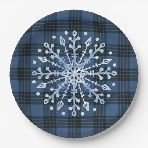 Scottish Clan Tartan MacKay Blue Christmas  Paper Plates