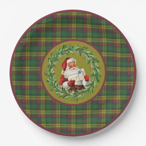 Scottish Clan Tartan MacMillan Christmas Santa Paper Plates