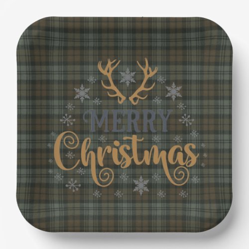 Scottish Clan Tartn BlackWatch Weathered Christmas Paper Plates