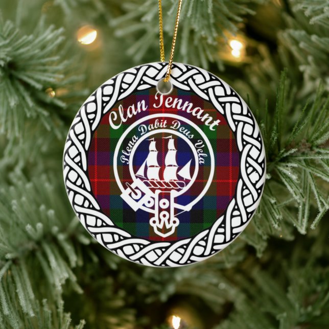 Scottish Clan Tennant Tartan and Crest Ceramic Ornament (Tree)