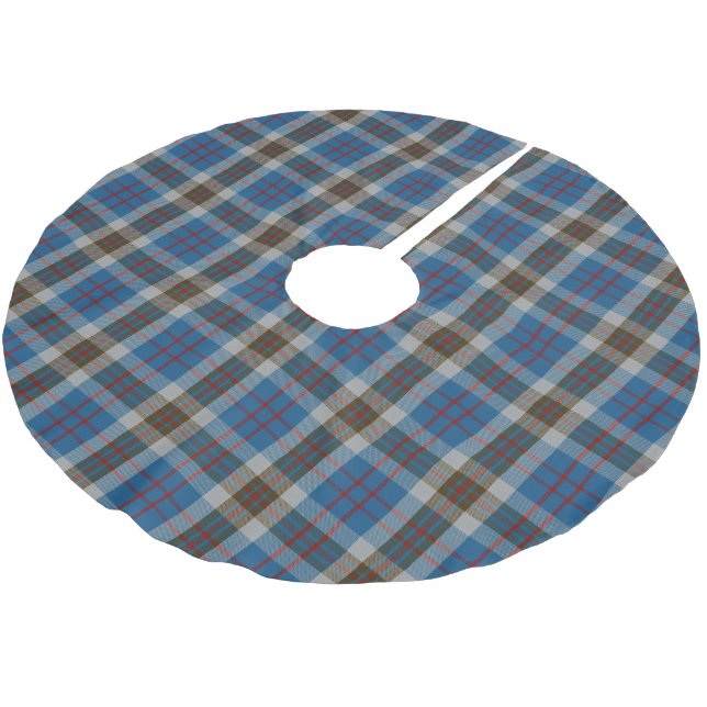 Scottish Clan Thompson Blue and Gray Tartan Brushed Polyester Tree Skirt (Angled)
