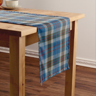 Scottish Clan Thompson Blue Gray Tartan Plaid Short Table Runner