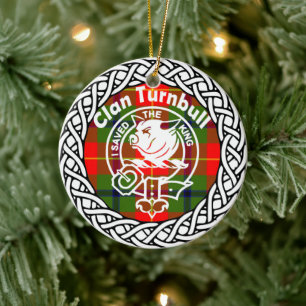 Scottish Clan Turnbull Tartan and Crest Ceramic Ornament