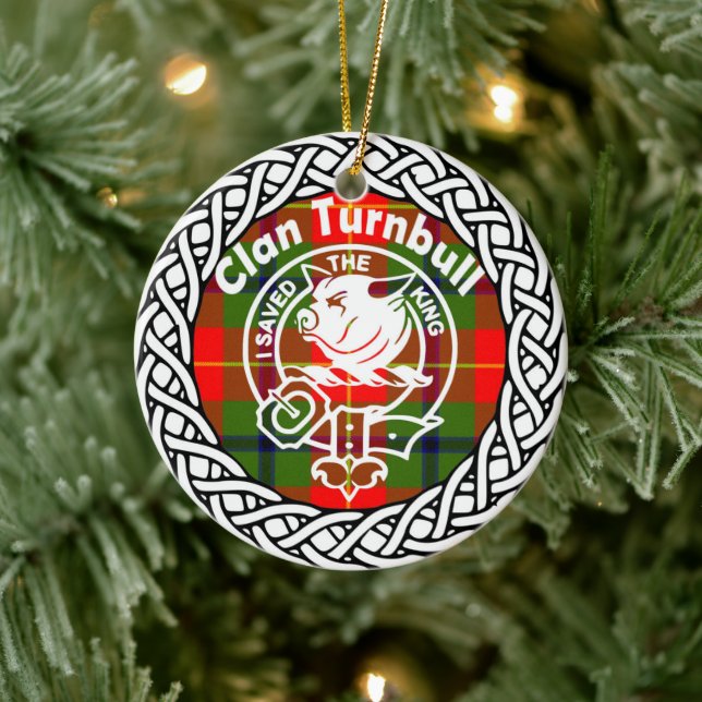 Scottish Clan Turnbull Tartan and Crest Ceramic Ornament (Tree)
