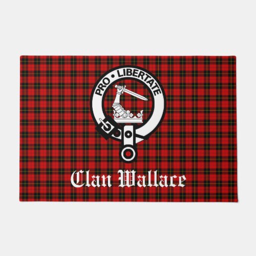 Scottish Clan Wallace Crest Badge and Tartan Doormat