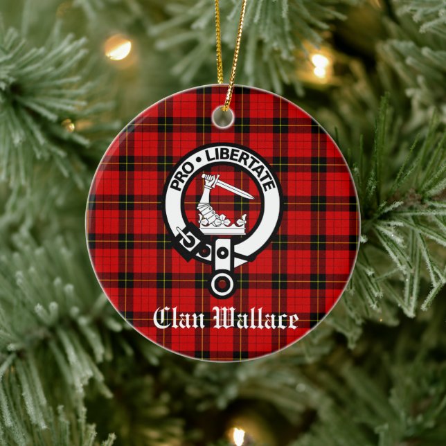 Scottish Clan Wallace Crest Badge Customizable Ceramic Ornament (Tree)