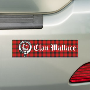 Scottish Clan Wallace Crest Badge & Tartan Car Magnet