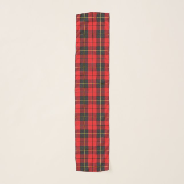 Scottish Clan Wallace Red and Black Tartan Plaid Scarf (Front)