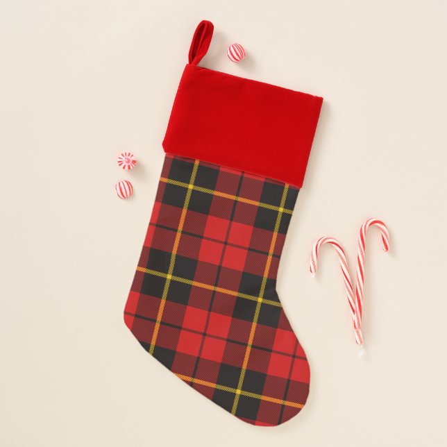 Scottish Clan Wallace Tartan Plaid Christmas Stocking (Front)