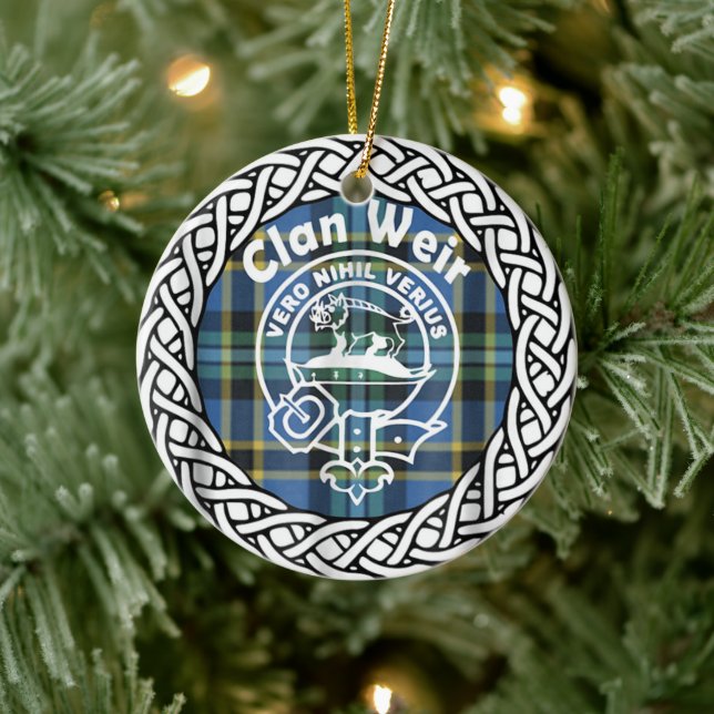 Scottish Clan Weir Tartan and Crest Ceramic Ornament (Tree)