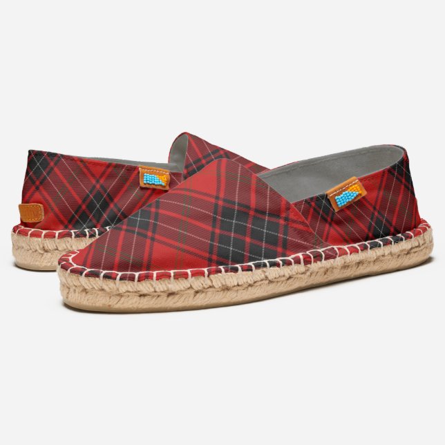 Scottish Clan Wemyss Tartan Plaid Espadrilles (Angled)