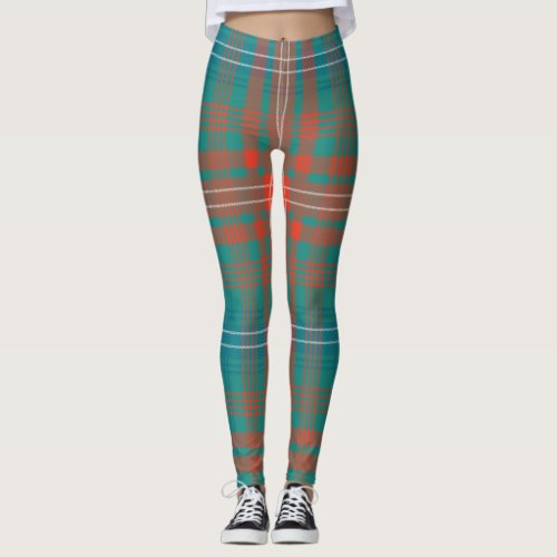 Scottish Clan Wilson Tartan Green Blue Plaid Leggings