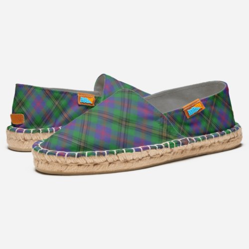 Scottish Clan Wood Blue and Green Tartan Plaid Espadrilles