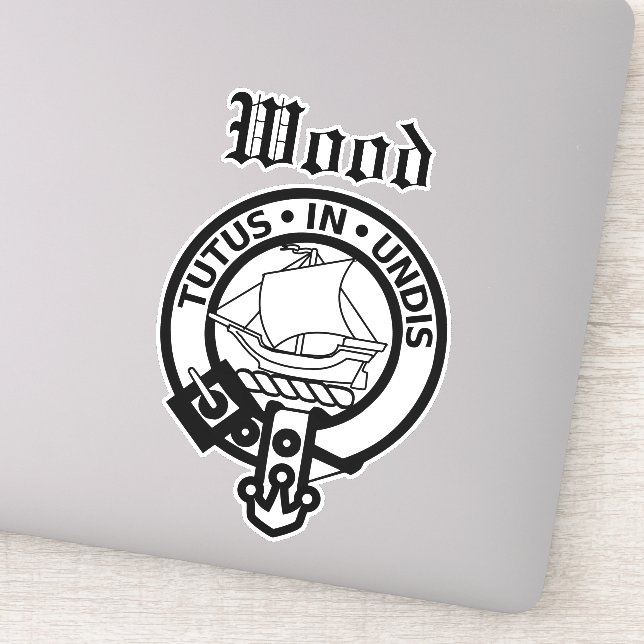 Scottish Clan Wood Crest Badge Large Sticker (Detail)