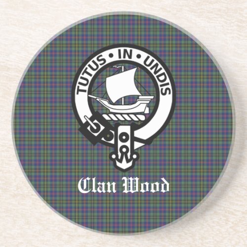 Scottish Clan Wood Crest  Tartan  Coaster