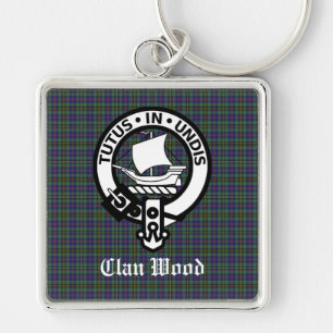 Scottish Clan Wood Crest & Tartan Keychain