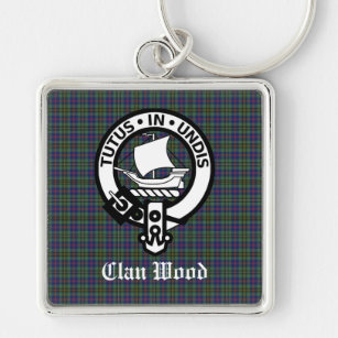 Scottish Clan Wood Crest & Tartan  Keychain