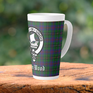 Scottish Clan Wood Crest & Tartan Latte Mug