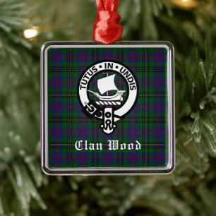 Scottish Clan Wood Crest & Tartan Metal Ornament
