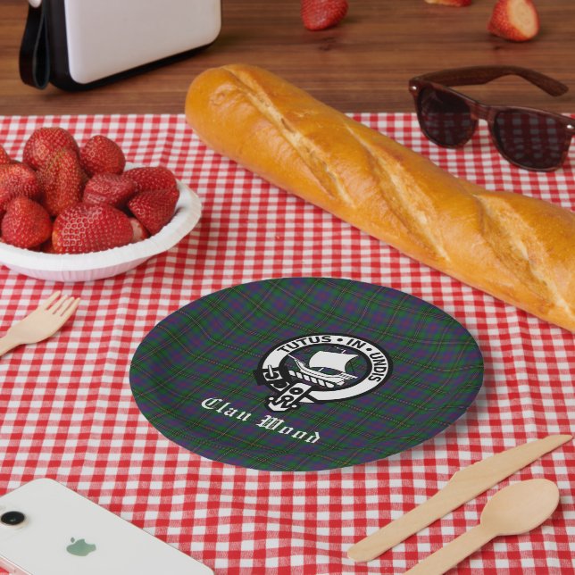Scottish Clan Wood Crest & Tartan  Paper Plates (Picnic)