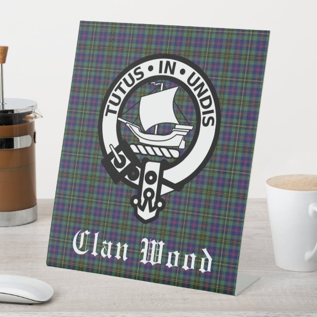 Scottish Clan Wood Crest & Tartan  Pedestal Sign (In SItu)