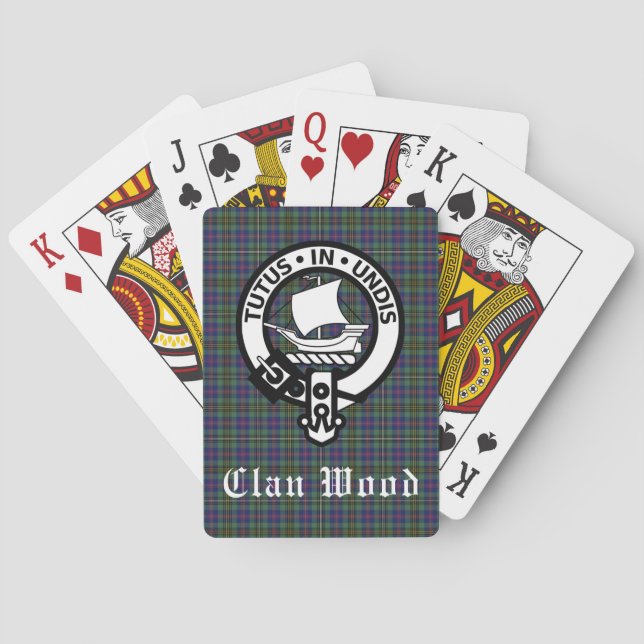 Scottish Clan Wood Crest & Tartan Poker Cards (Back)