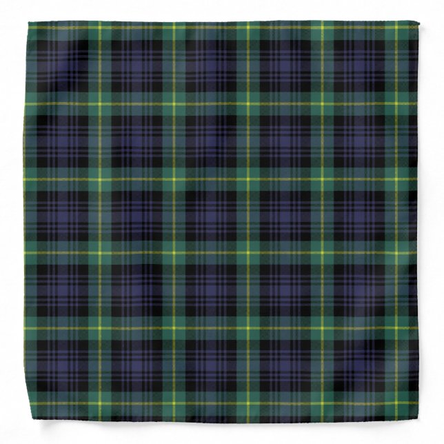 Scottish Classic Purple Black Green Tartan Plaid Bandana (Front)