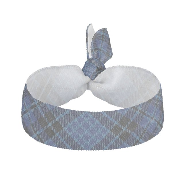 Scottish Clergy Accents Blue Black White Tartan Hair Tie (Front)