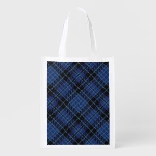 Scottish Clergy Blue and White Tartan Reusable Grocery Bag