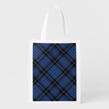 Scottish Clergy Blue And White Tartan Reusable Grocery Bag by OldScottishMountain at Zazzle