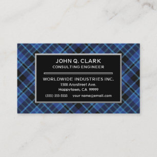 Scottish Clergy Blue Tartan Plaid Business Card