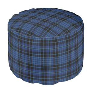 Scottish Clergy Blue White Tartan Pouf