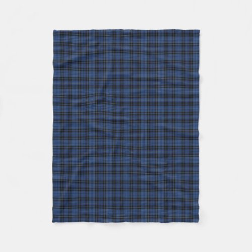 Scottish Clergy Classic Blue Black White Tartan Fleece Blanket