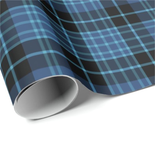 Scottish Clergy Tartan Blue and Black Plaid Wrapping Paper