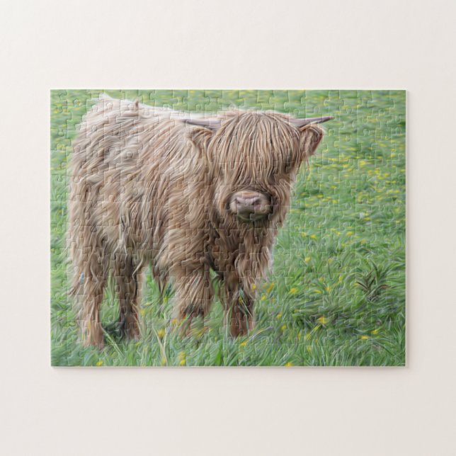 Scottish cow photograph jigsaw puzzle (Horizontal)