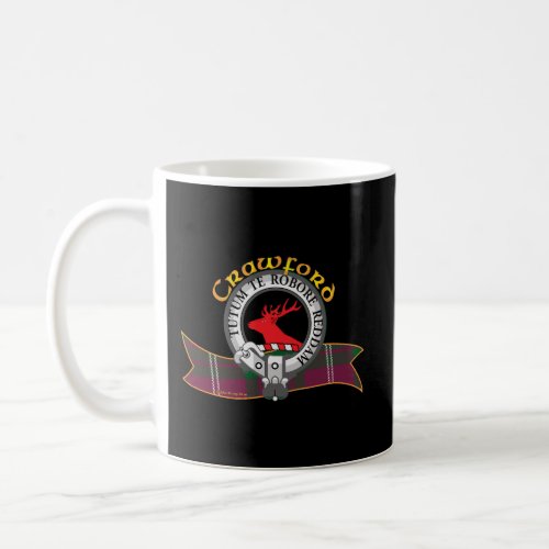 Scottish Crawford Clan Tartan Crest A StagS Head  Coffee Mug