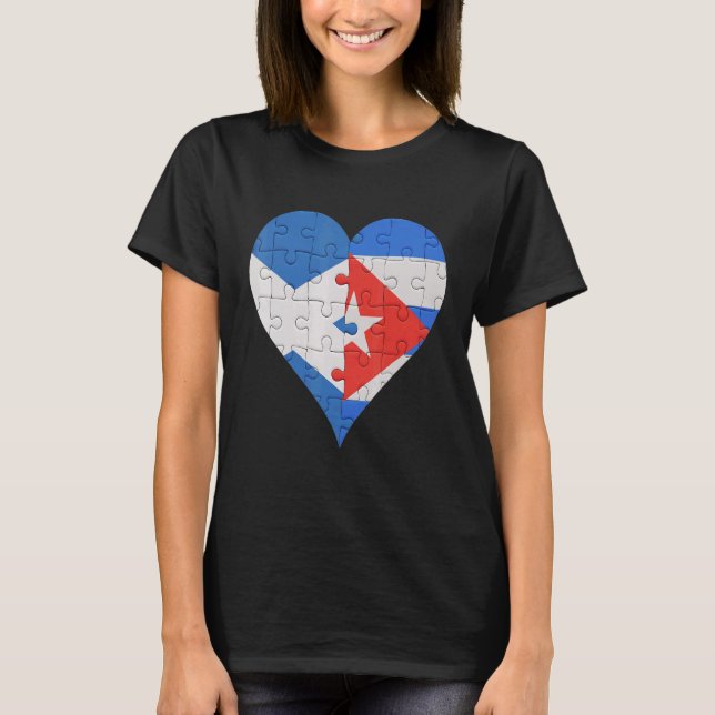 Scottish Cuban Flag Heart T-Shirt (Front)
