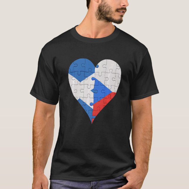 Scottish Czech Flag Heart T-Shirt (Front)
