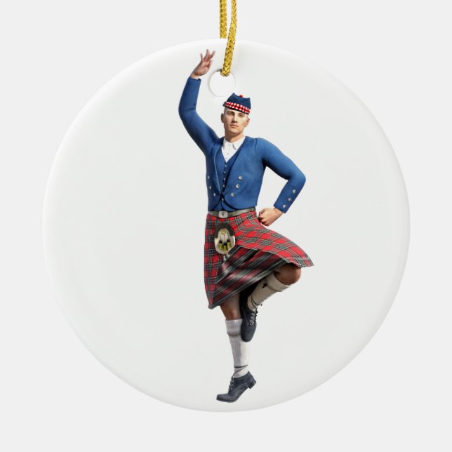 Scottish Dancer with Right Hand Up Ceramic Ornament (Front)