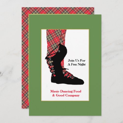 Scottish Dancing Feet Tartan Peraonalized Party Invitation