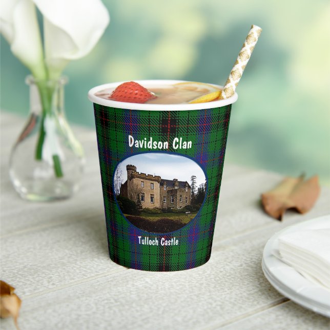 Scottish Davidson Clan Castle Tartan Paper Cups (Insitu)