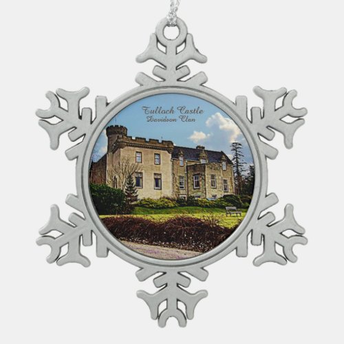 Scottish Davidson Clan Tulloch Castle Xmas Snowflake Pewter Christmas Ornament